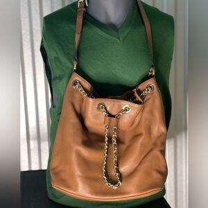 Michael Kors Frankie Shoulder Bag, Pebbled Leather, Chestnut,